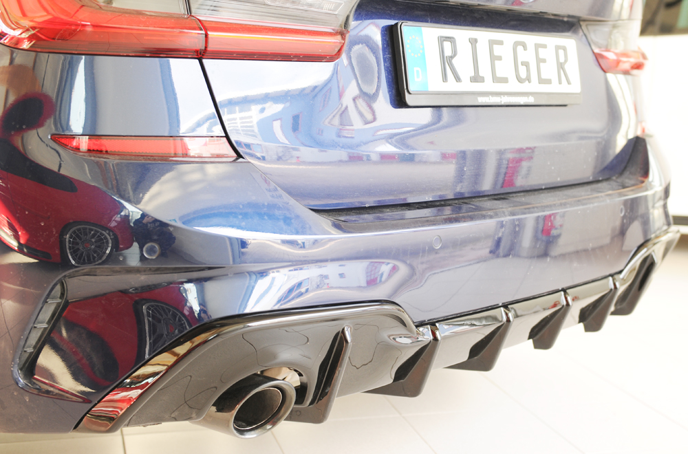 Diffuser BMW 3 Serie G20 Rieger Glans Zwart met Trekhaak