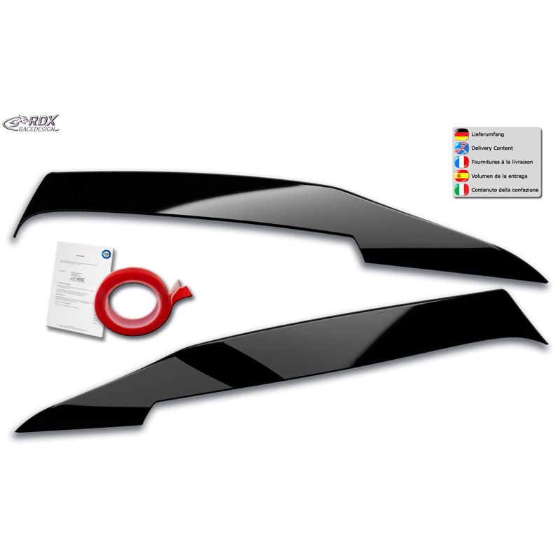 RDX Racedesign Head light spoilers  Mercedes C-Class (W205) Sedan/Estate/Coupé 2014-2021 (ABS Gloss Black)