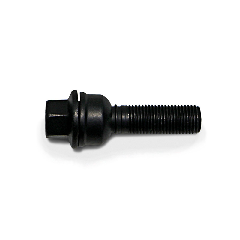 H&R Wheel bolt Round-Head with movable cone R14 M14x1.50 - Length 30mm - Black (e.g.  Audi Q3, Q5)