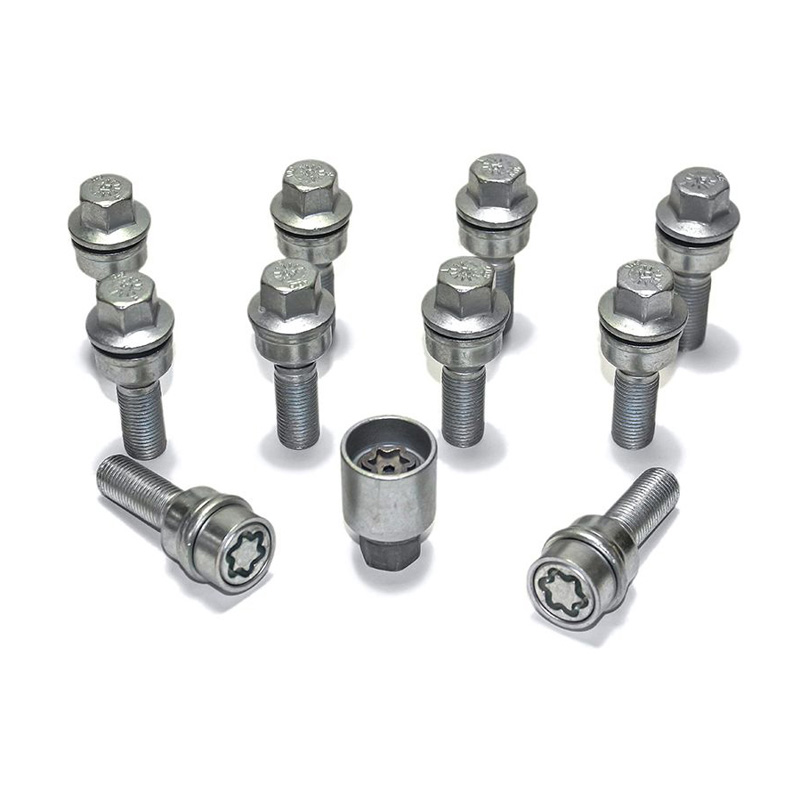 H&R Wheel bolt Set Round-Head with movable cone R14 M14x1.50 - Length 41mm - 10 pcs. (e.g.  Audi Q3, Q5) - incl. wheel-locks