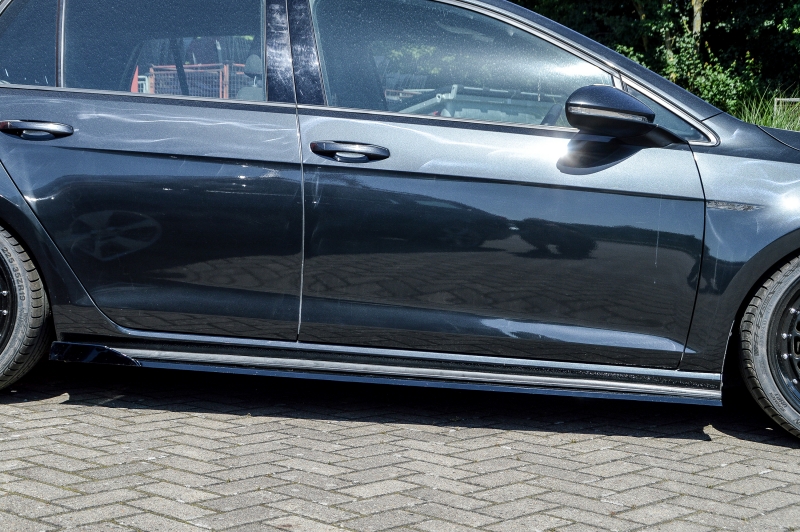 Zijskirts met Canards Volkswagen Golf 7 GTI GTD 13-17 Glans Zwart