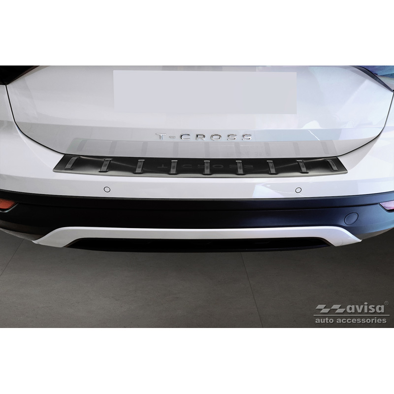 Black Stainless Steel Rear bumper protector  Volkswagen T-Cross 2019-2024 & FL 2024- 'STRONG EDITION'