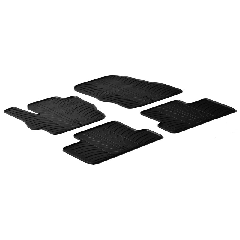 Rubber car mats set  Mazda 3 2009-2012 (T profile 4-pieces + mounting clips)