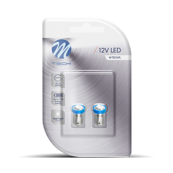 2x M-tech BA9S 12v 1x SMD5050 LED blauw