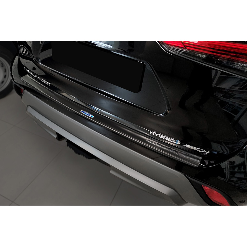 Black Stainless Steel Rear bumper protector  Toyota Highlander (XU70) 2020- 'Hybrid'