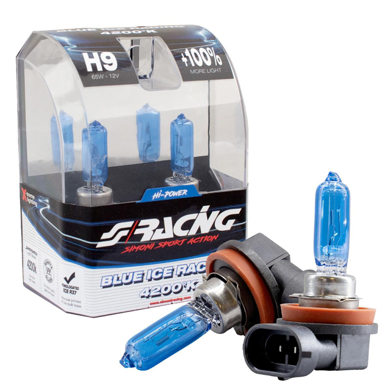 Simoni Racing Halogeen Lampen 'Blue Ice Racing' H9 (4200K) 12V/65W, set à 2 stuks ECE-R37