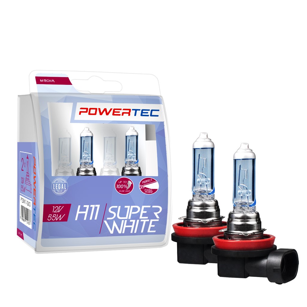 H11 lampen SuperWhite 12V DUO Mtech Powertec