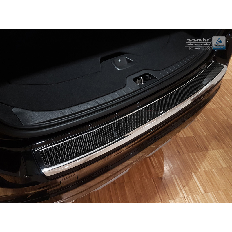 Stainless Steel Rear bumper protector 'Deluxe'  Volvo XC60 2013-2016 Chrome/Black Carbon