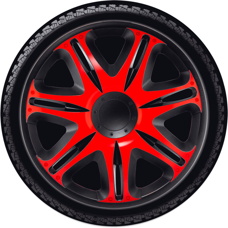 4-Delige J-Tec Wieldoppenset Nascar 14-inch zwart/rood