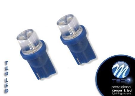 LED T10 W5W Lampjes 12v concave 8mm Blauw
