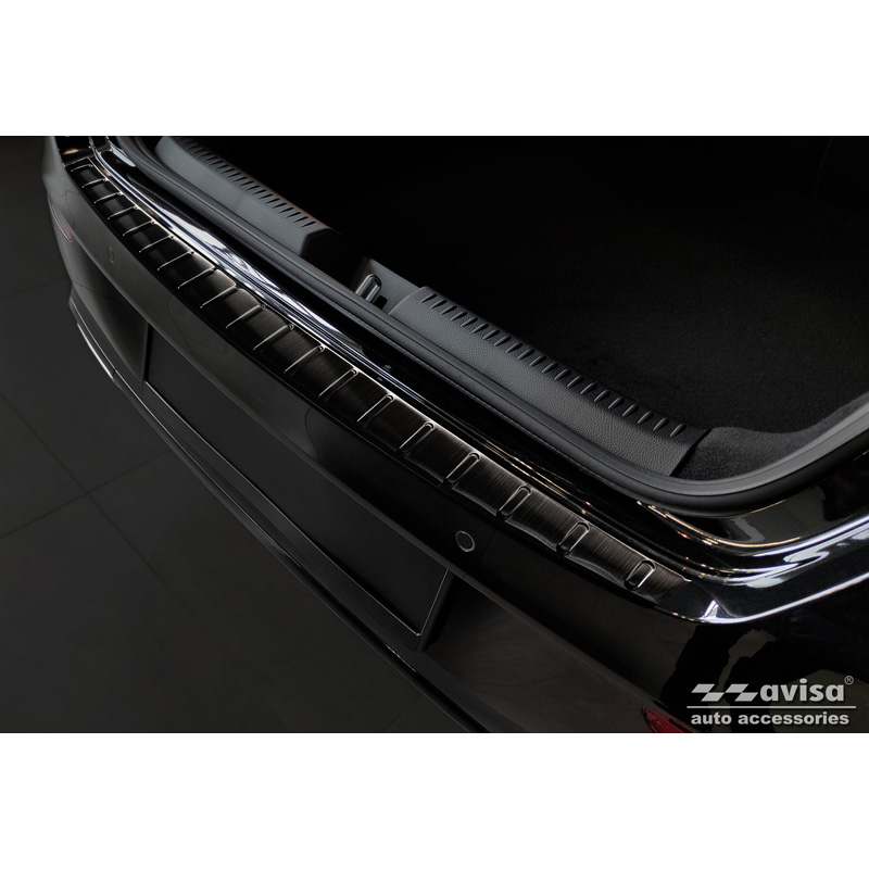 Black Stainless Steel Rear bumper protector  Mercedes CLA II (X118) Shooting Brake 2019- 'Ribs'