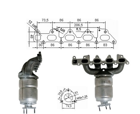 Opel VECTRA 1.8i 16V 1796 cc 92 Kw / 125 cv Z18GPL Magnaflow CAT