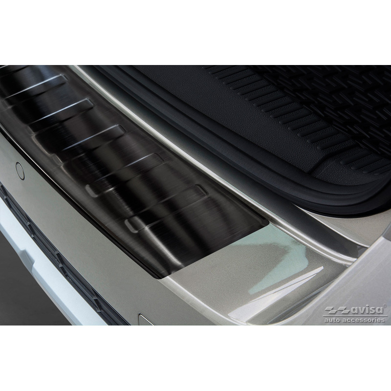 Black Stainless Steel Rear bumper protector  Skoda Octavia III Scout 2014-2020 'Ribs'