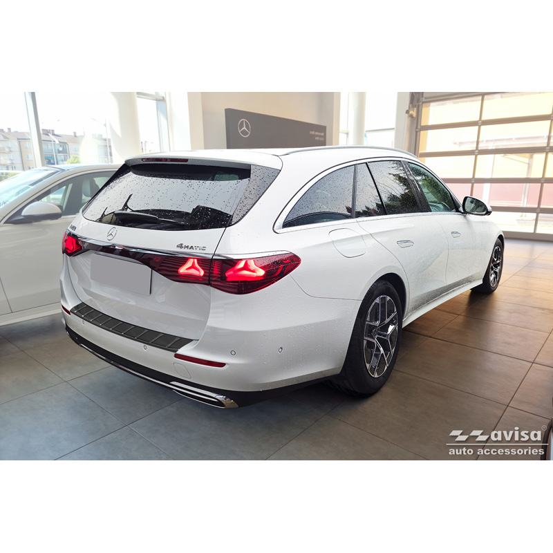 Black Stainless Steel Rear bumper protector  Mercedes E-Class (S214) Estate 2023- 'Ribs'