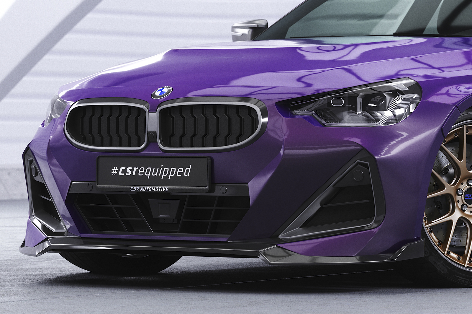 Voorspoiler BMW 2 Serie M Pakket / M240i G42 CSR Glans Zwart