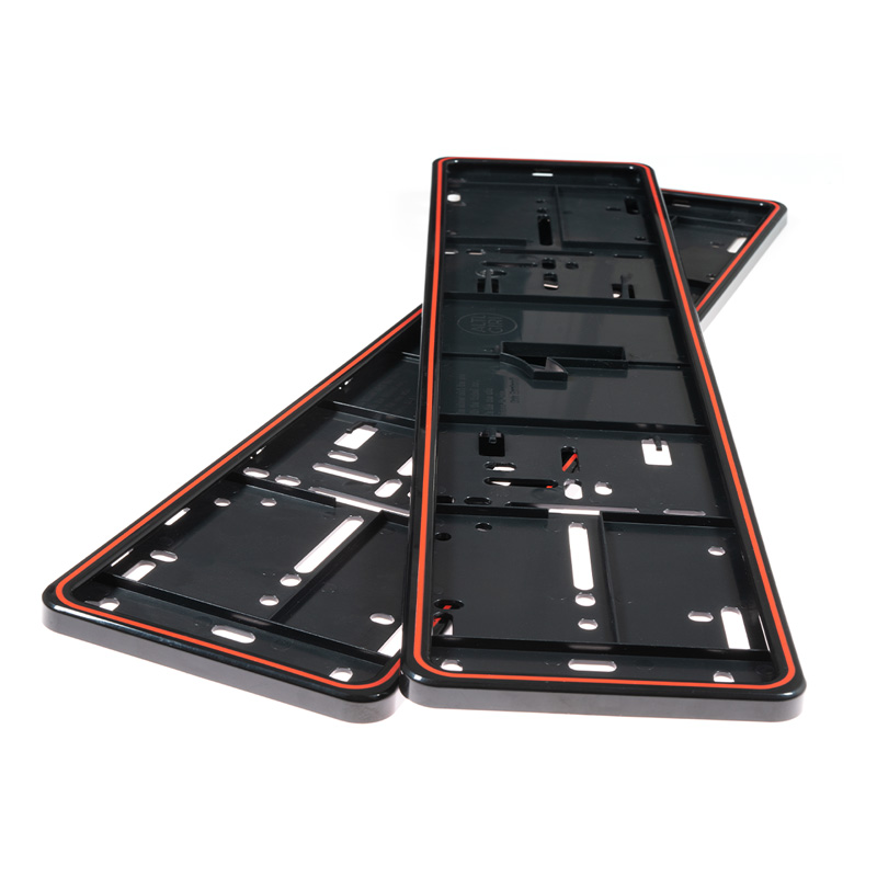 Set Premium Synthetic license plate holders 52,7x12,3cm - Type Mono Rosso Corsa - Black/Red - 2 pieces