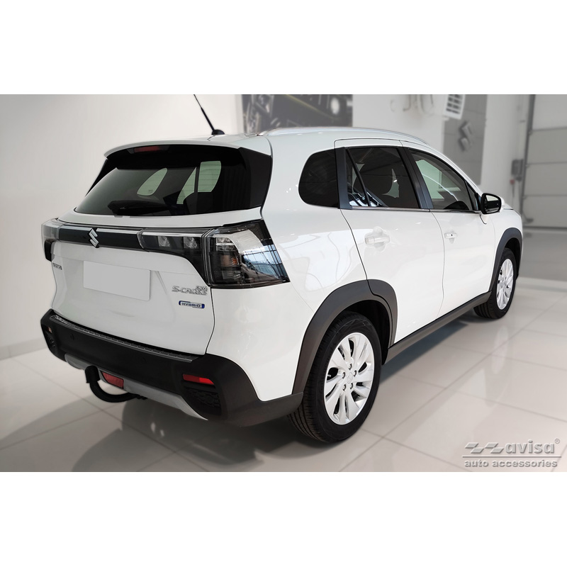 Black Stainless Steel Rear bumper protector  Suzuki S-Cross II 2022- 'Ribs'