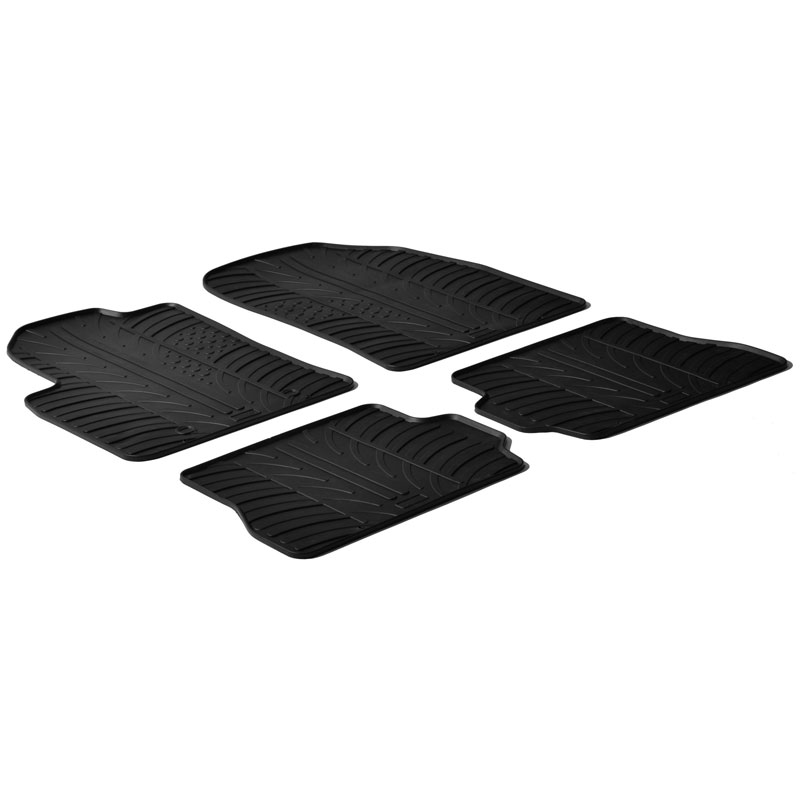 Rubber car mats set  Ford Fiesta 2002-2008 / Fusion 2001-2011 (T profile 4-pieces + mounting clips)
