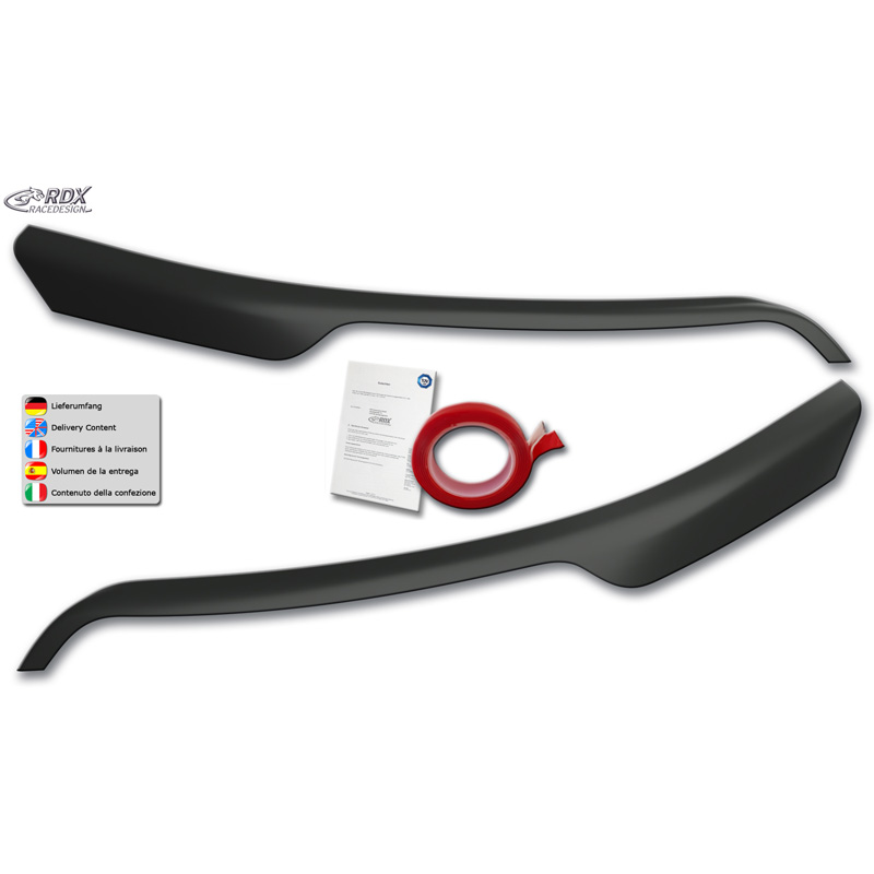 RDX Racedesign Head light spoilers  Ford Transit (silver Halogen headlights) 2014- (ABS)
