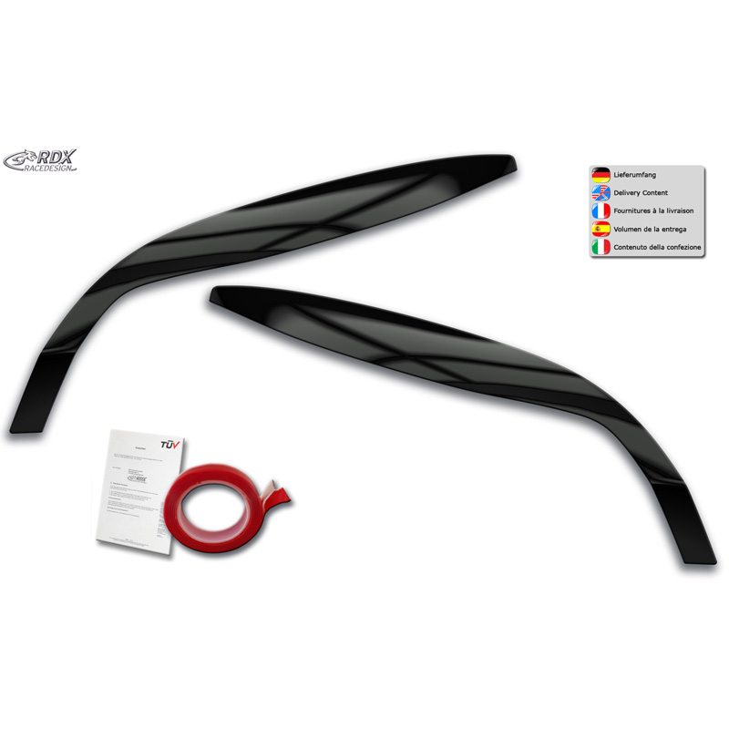 RDX Racedesign Head light spoilers  Renault Megane III 2008-2015 (ABS Gloss Black)