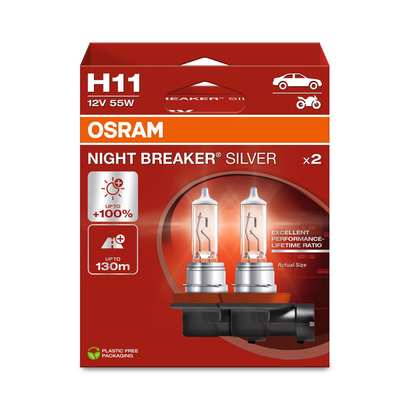 Osram Night Breaker Silver Halogen bulbs - H11 - 12V/55W - set of 2 pieces