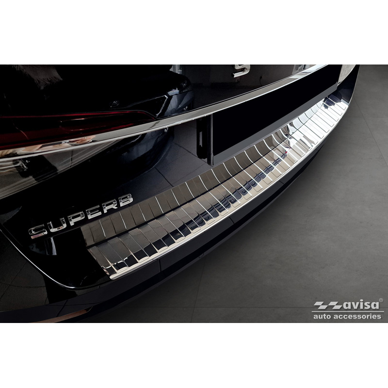 Chroom RVS Achterbumperprotector  Skoda Superb Combi 2015-2019 incl. Facelift 2019-2024 & Scout 'Ribs'