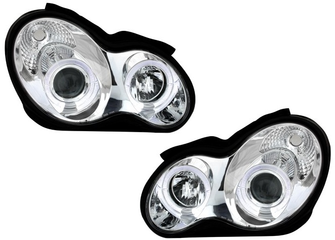 Koplampen Mercedes W203 Angel Eyes chroom 01-04