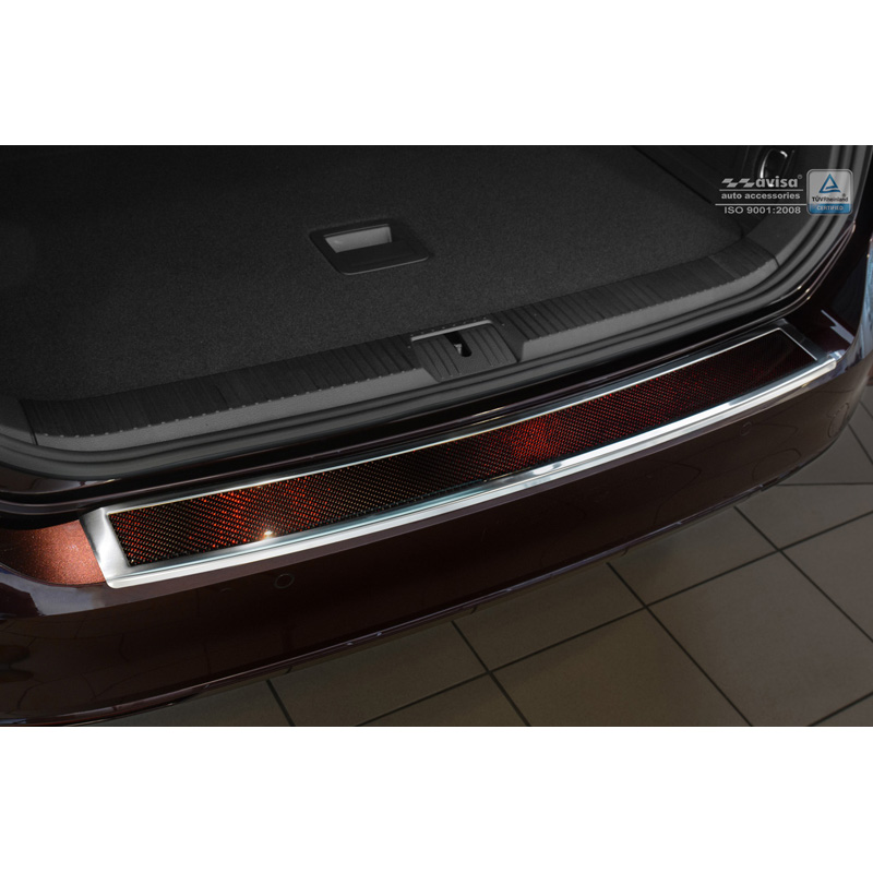Stainless Steel Rear bumper protector 'Deluxe'  Volkswagen Passat 3G Variant 2014-2023 Chrome/Red-Black Carbon
