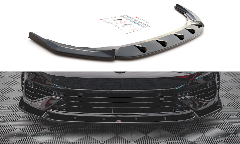 Voorspoiler V.2 Volkswagen Golf 8 R Maxton Glans Zwart