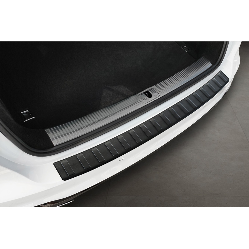 Matt Black Stainless Steel Rear bumper protector  Audi A4 Avant S-Line 2015-2019 & Facelift 2019- 'Ribs'