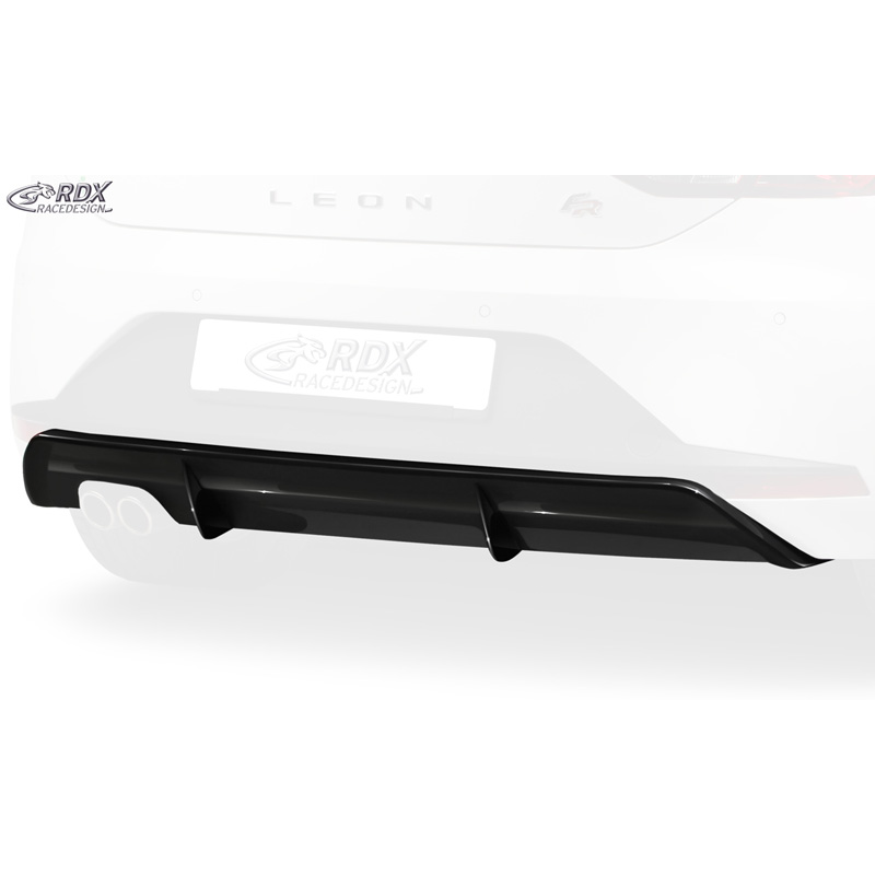 Rear bumper skirt 'Diffusor'  Seat Leon 5F FR SC/5-doors 2013-2017 excl. ST/Cupra (ABS glossy black)
