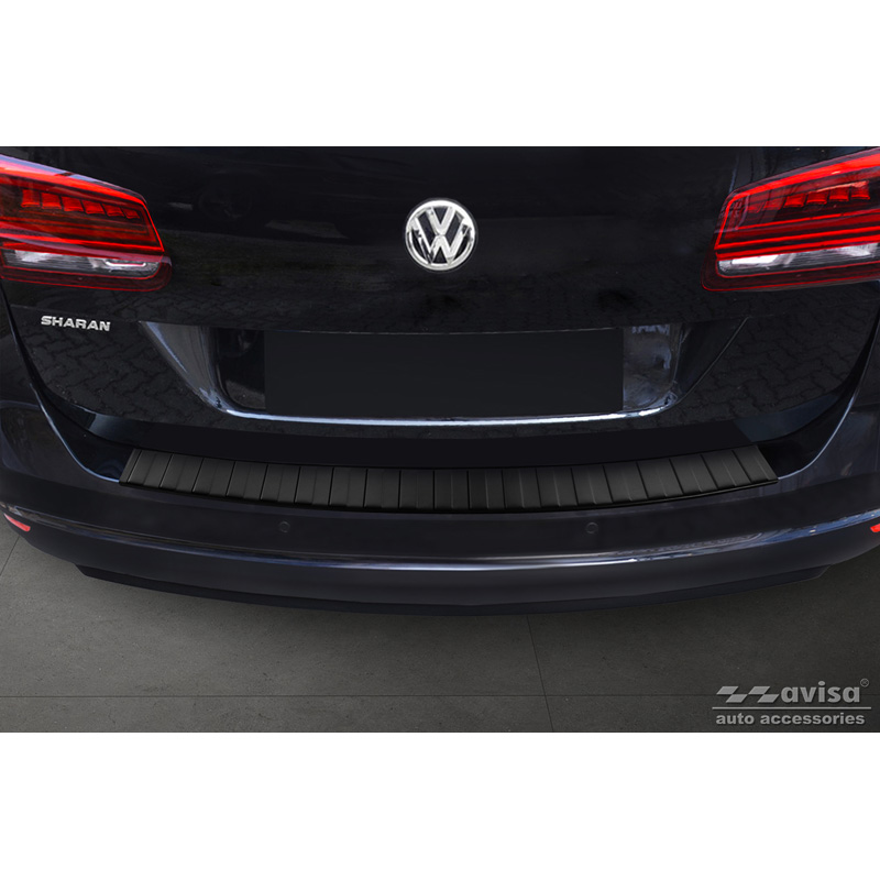 Matt Black Stainless Steel Rear bumper protector  Seat Alhambra & Volkswagen Sharan II 2010- 'Ribs'