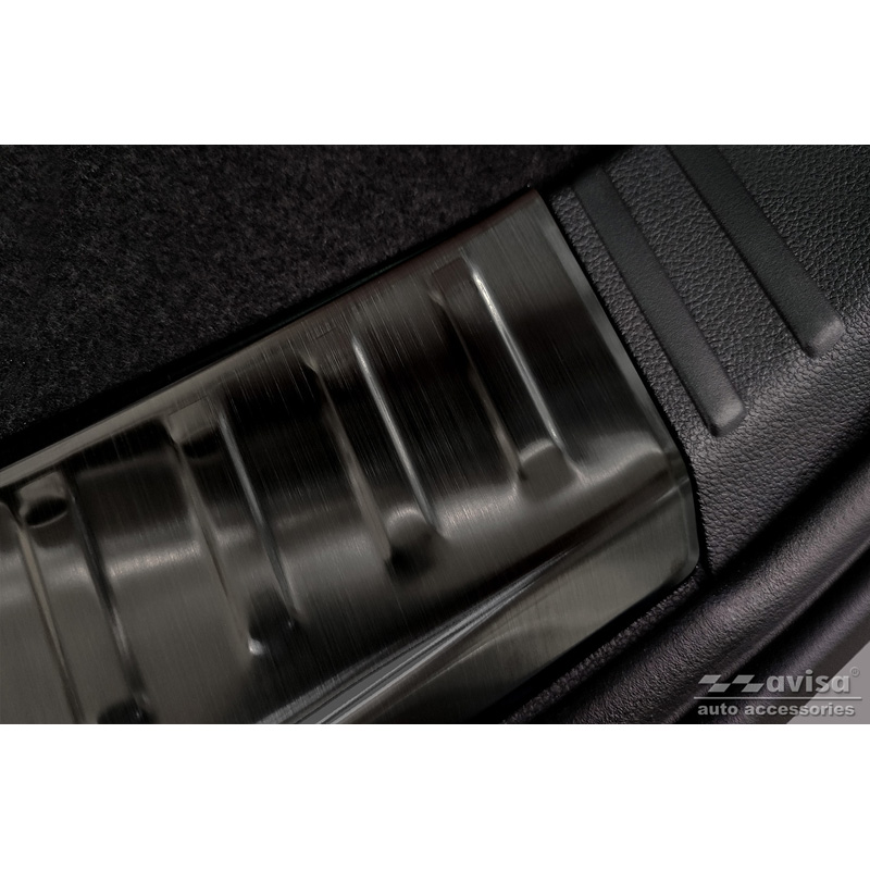 Black Stainless Steel Inner Rear bumper protector  Skoda Kodiaq 2017-2021 & Facelift 2021-2024 'Ribs'