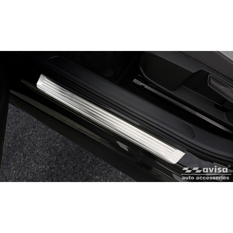 Inox door sill protectors  Volkswagen ID.3 2020-2023 & FL 2023- / Cupra Born 2021- / MG 4 2022- / MG HS II 2024- - 'Lines' - 4-pieces