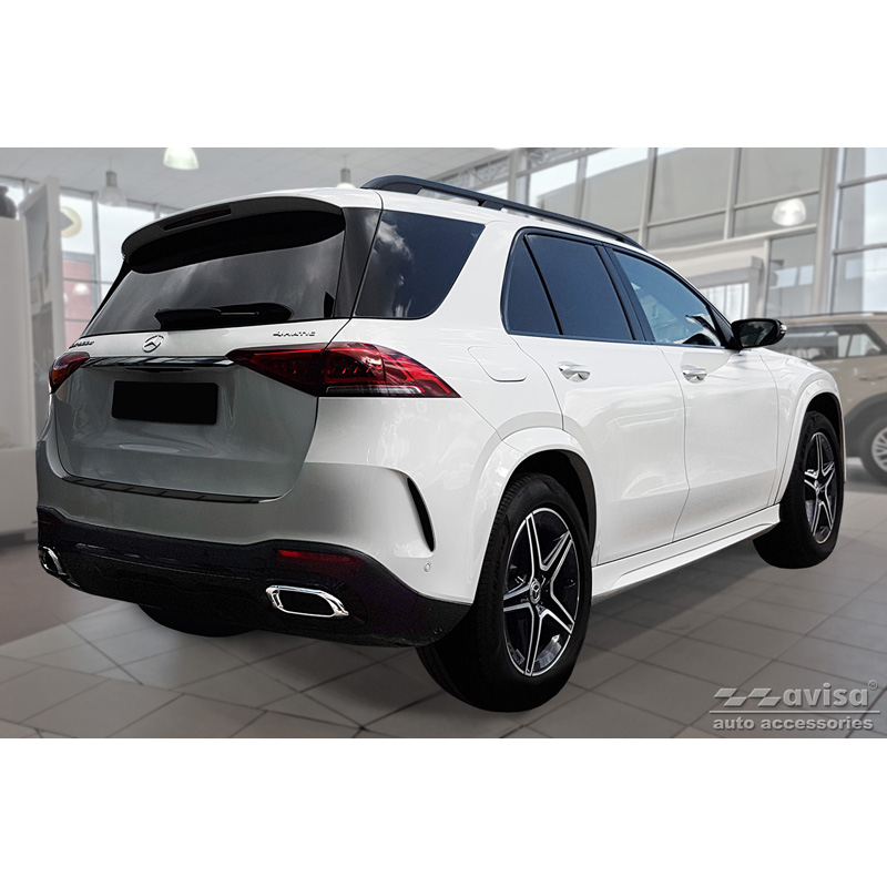 Matt Black Stainless Steel Rear bumper protector  Mercedes GLE II W167 & GLE II 53 AMG 2019-2023 'Ribs'