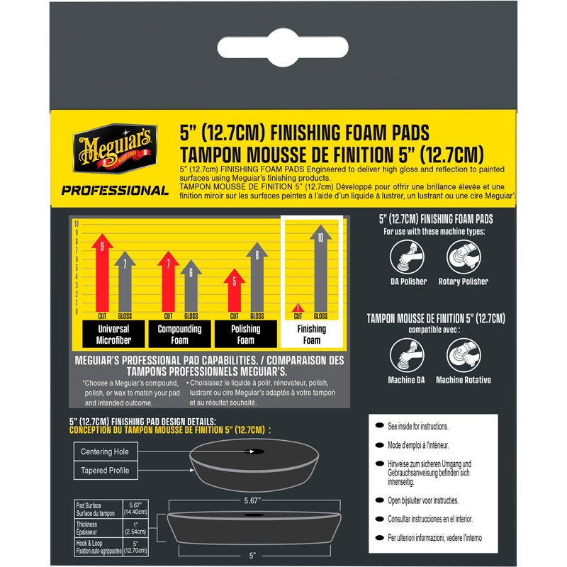 Meguiar's Professional Foam Finishing Pads - 5'' diameter x 1'' (127mm x 25,4mm) - Zwart - Set van 2