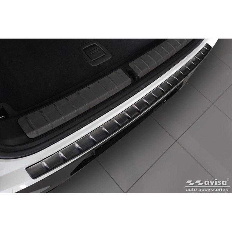 Black Stainless Steel Rear bumper protector  BMW X4 G02 FL 2021- with M-Pakage 'Ribs'