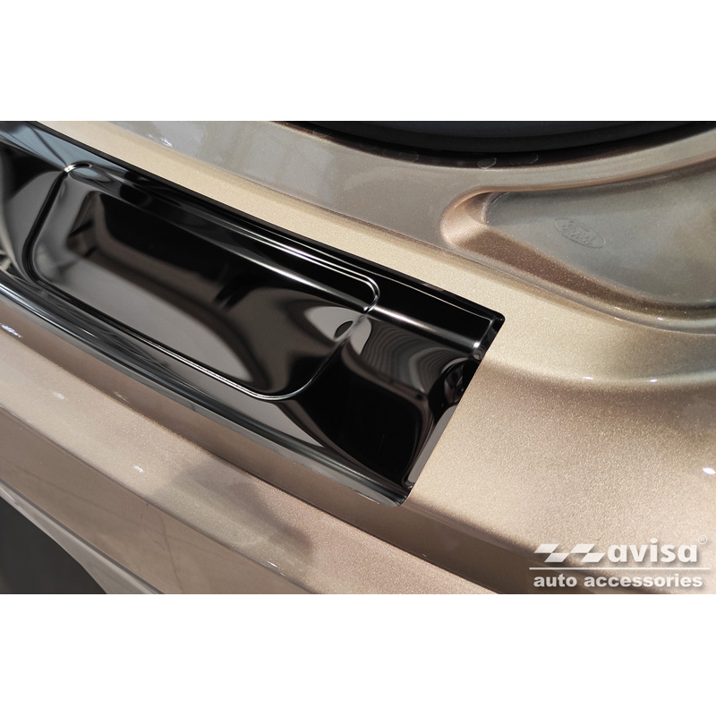 Black Mirror Stainless Steel Rear bumper protector  Ford Edge II FL 2018- 'Ribs'