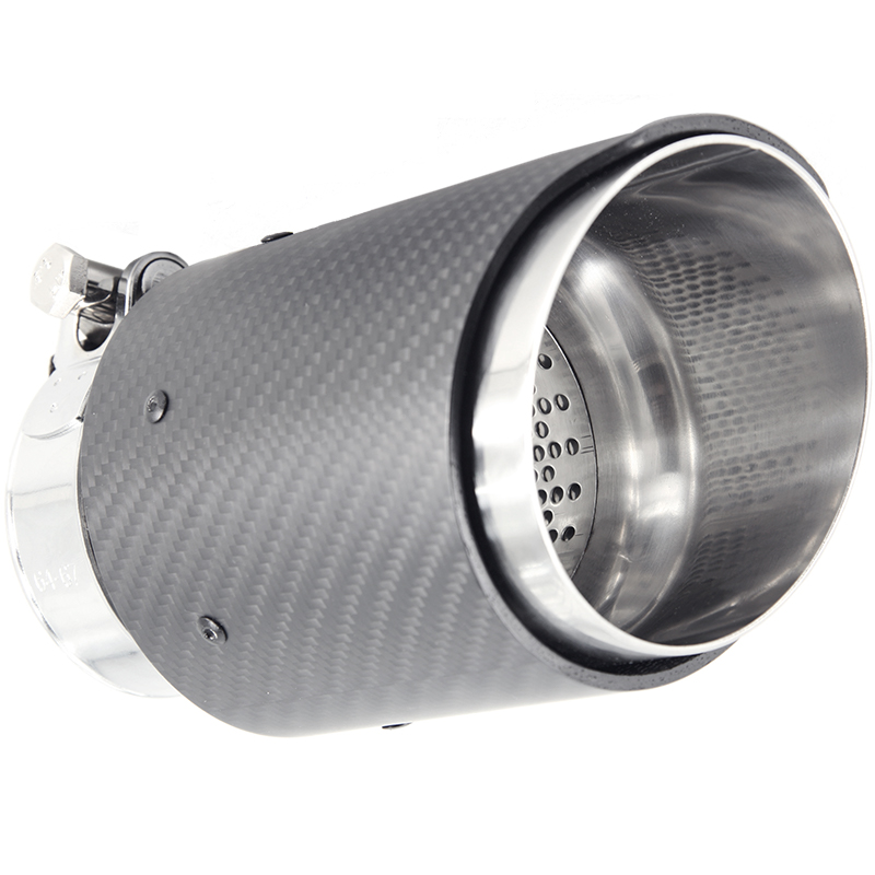 Exhaust finisher Stainless Steel/Carbon 'AK-Look' - 89mm - length 120mm - 63mm connection