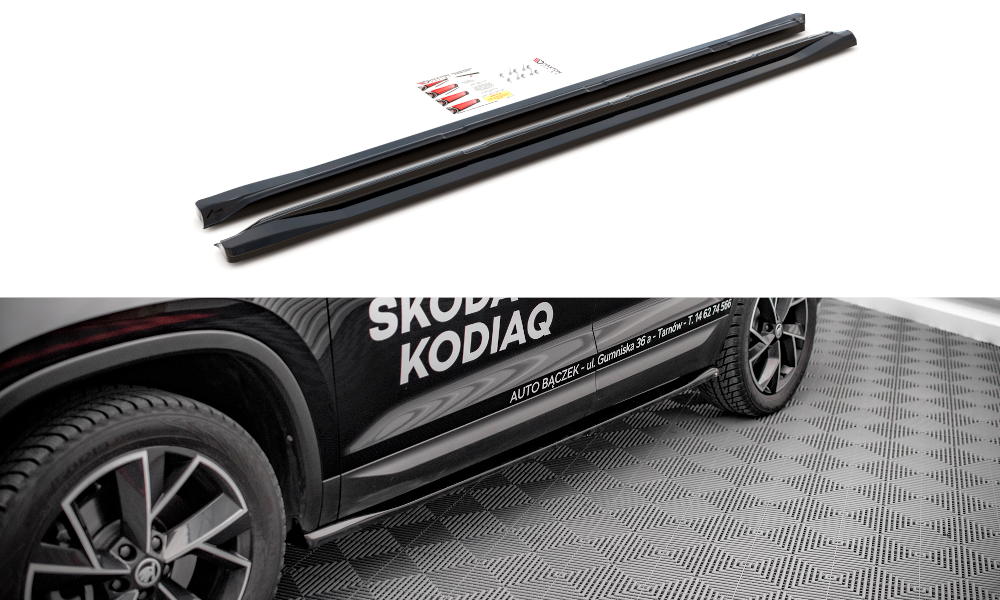Zijskirts Skoda Kodiaq Mk Facelift sportline Maxton Design glans zwart