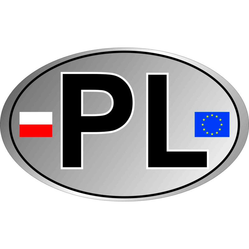 AutoTattoo Sticker PL + Flags 3D Chrome - 12,4 x 7,6 cm