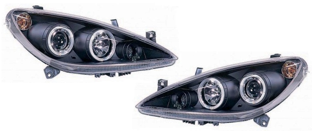 Koplampen Peugeot 307 01-05 Angel Eyes Zwart