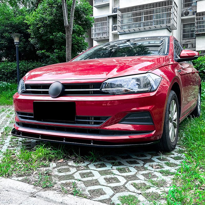 Front spoiler lip  Volkswagen Polo (AW) 2017- excl. R-Line/GTi (Glossy Black ABS)