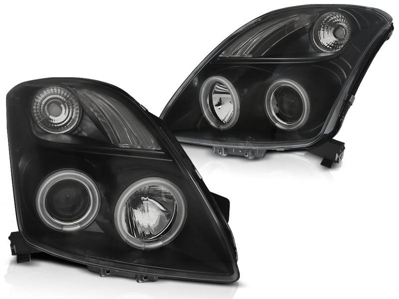 Koplampen Suzuki Swft 05-10 Angel Eyes Zwart