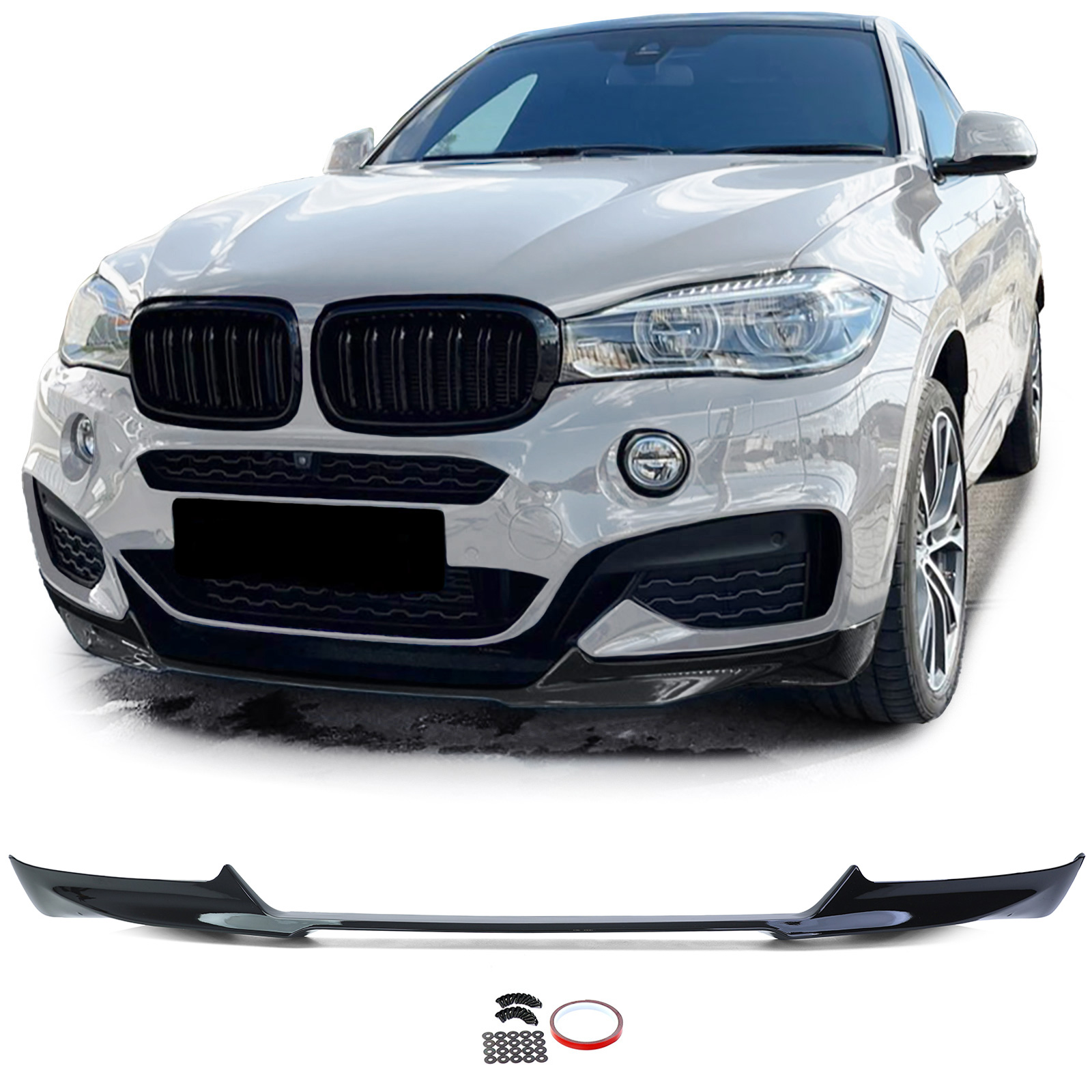 Voorspoiler BMW X6 F16 14-19 Performance Look Glans Zwart