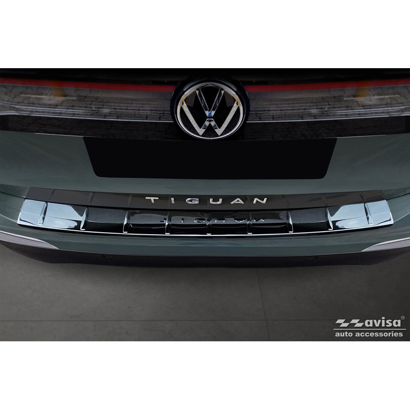 Black Mirror Stainless Steel Rear bumper protector  Volkswagen Tiguan (CT1) 2024- 'Ribs'