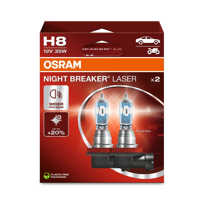 Osram Night Breaker Laser Halogen bulbs - H8 - 12V/35W - set of 2 pieces