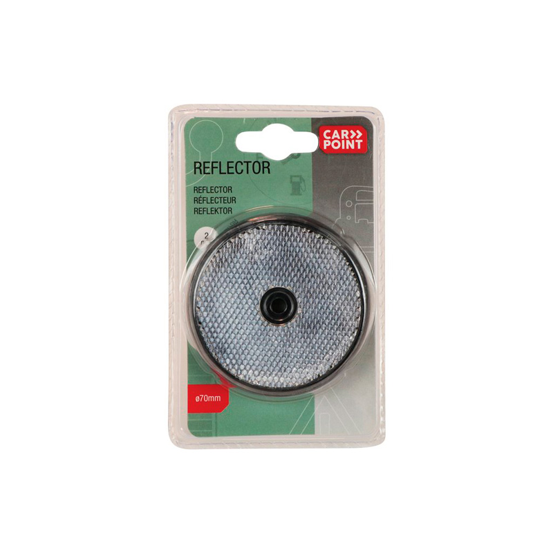 Carpoint Reflectoren Rond Ø 70mm Wit 2-stuks