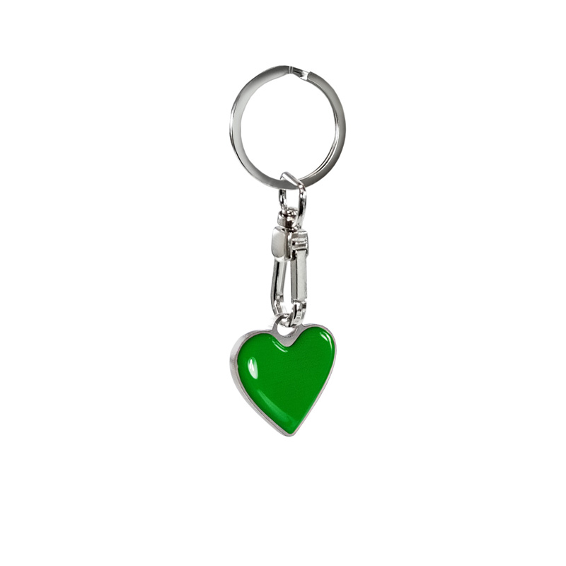 RVS sleutelhanger - 'Heart' Groen