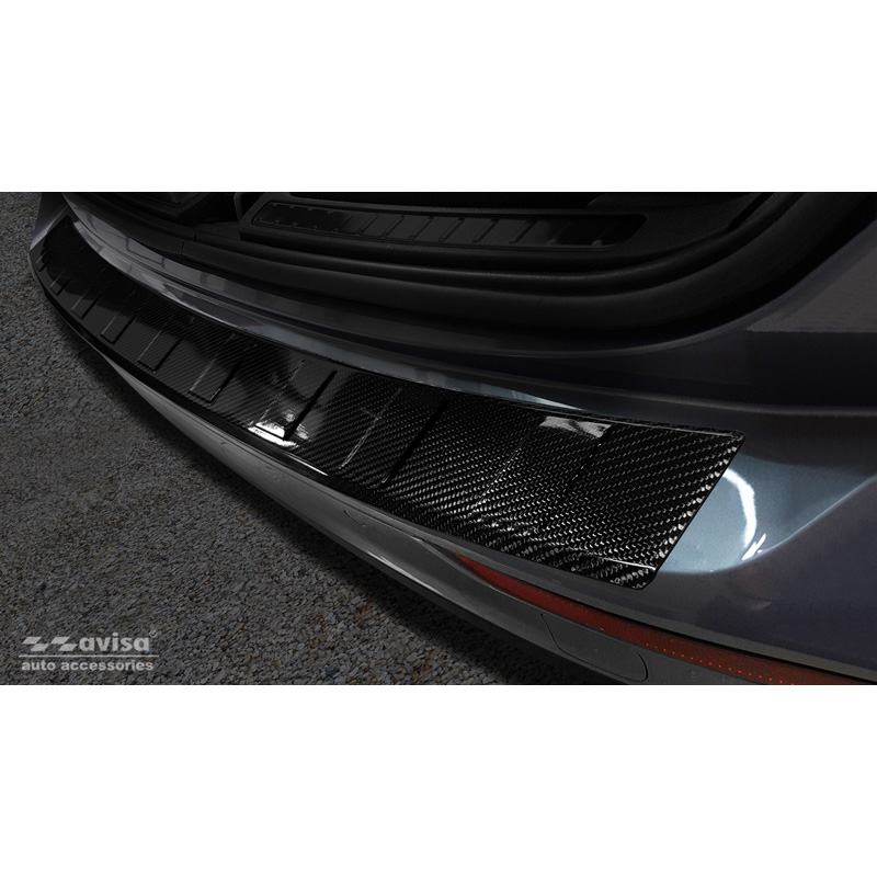 Echt 3D Carbon Achterbumperprotector  Volvo V60 2018-'Ribs' incl. Cross Country & R-Design
